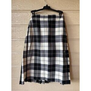 Vintage kilt Brooks Brothers Black and White Plaid A-Line Skirt UK 8 US 2/4